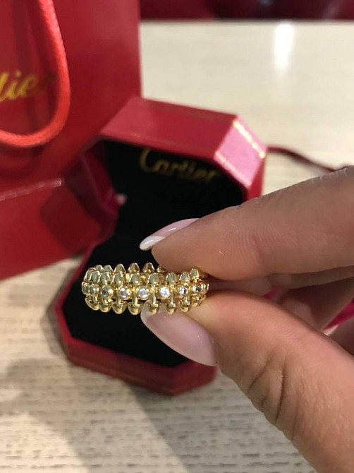 Cartier кольцо с зубчиками в лимонном золоте с фианитами Одесса - изображение 7