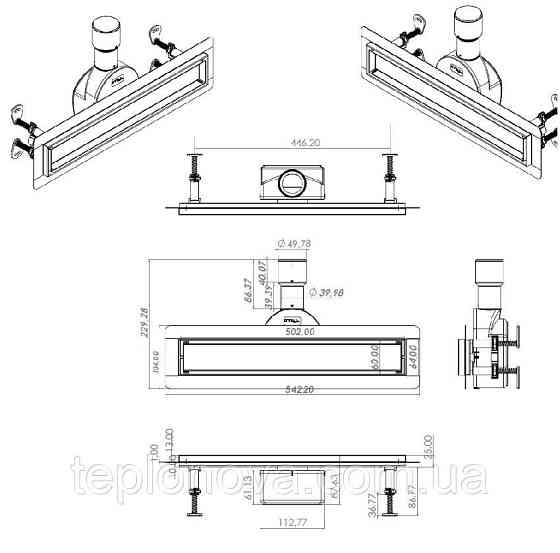 Трап линейный душевой TILLO TM256-C-50 Черновцы