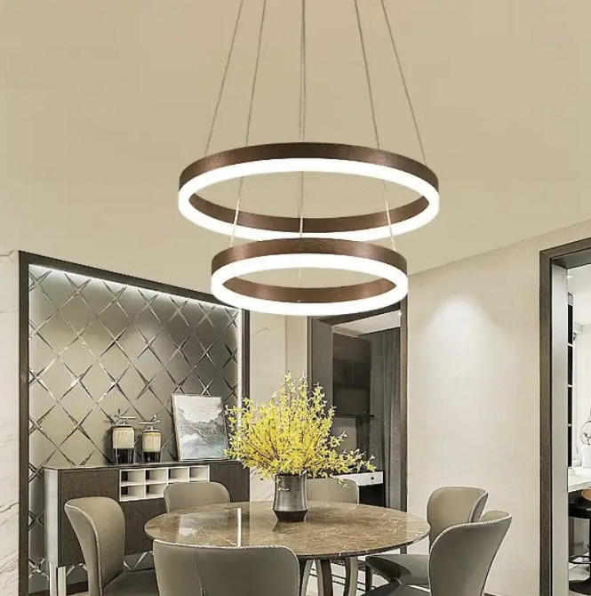 Світлодіодна люстра Олімпія PJ812 Coffee 60+80см Вінниця - фото 2