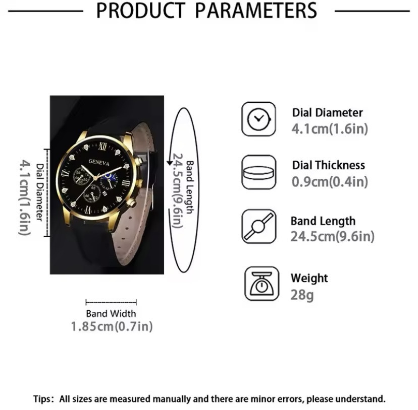 Подарочный набор для мужчин: 1 наручные часы с 1 оригинальным модным браслетом без подарочной коробки черный Киев - изображение 6