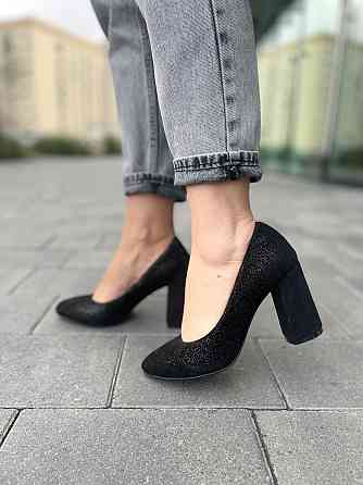 Nivelle Туфлі жіночі NIVELLE чорний/срібні натуральна замша каблук 9 см (1592/8051-8045) Коломыя