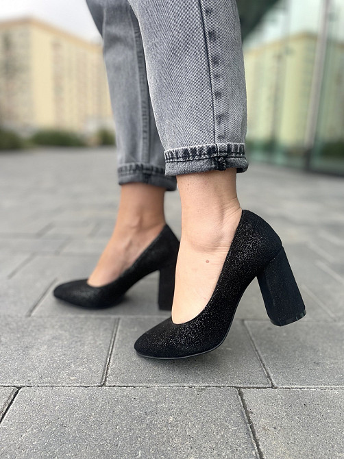 Nivelle Туфлі жіночі NIVELLE чорний/срібні натуральна замша каблук 9 см (1592/8051-8045) Коломыя - изображение 2