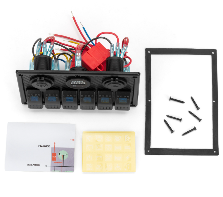 Панель Переключателей 12V/24V 6 Переключателей И Двойной Usb Hf60-326B для катеров и лодок Киев - изображение 3