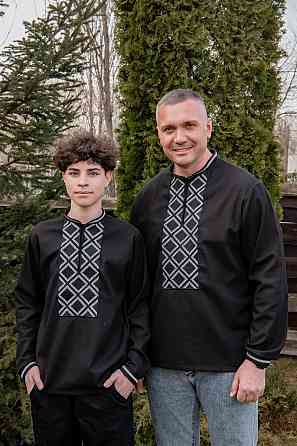 Вишиванка для хлопчиків, лляна, чорна, топ Київ