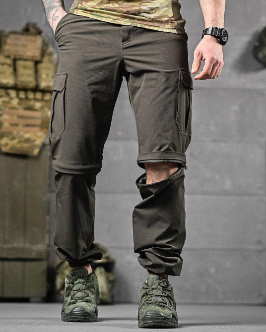 Стрейчові літні тактичні штани-шорти PARADOX олива ДЛ6298 Одеса - фото 12