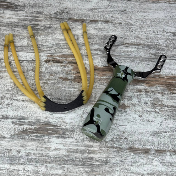 Рогатка компактна для спорту та риболовлі металева з забарвленням кольору хакі Київ