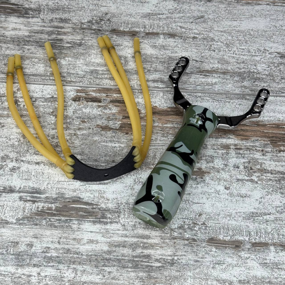 Рогатка компактна для спорту та риболовлі металева з забарвленням кольору хакі Київ - фото 1