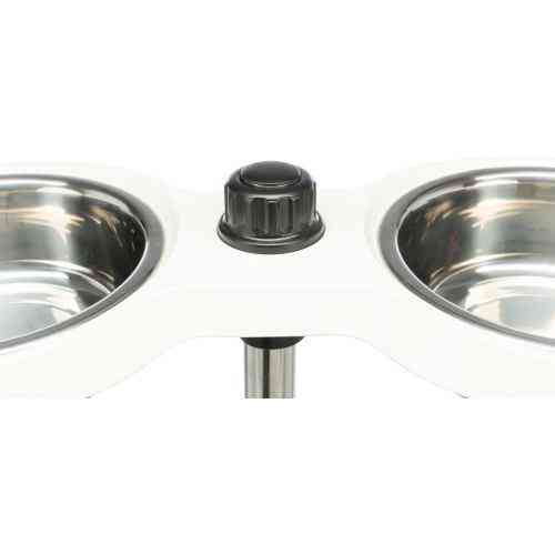 Миска Trixie для собак, на регулируемой подставке, белая, 2х2,4 л, d:25 см (меламин/металл) Винница