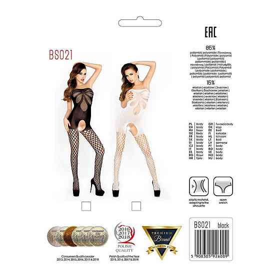 Бодистокинг Passion BS021 black, комбинезон, мелкая сеточка по телу, крупная сетка на ногах Sex Aura Киев
