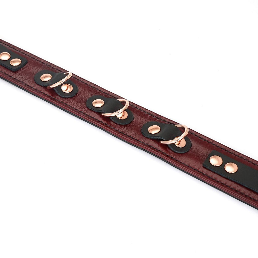 Шкіряний нашийник з повідцем Liebe Seele Wine Red Collar and Leash, 3 кільця для кріплення Sex Aura Київ - фото 8
