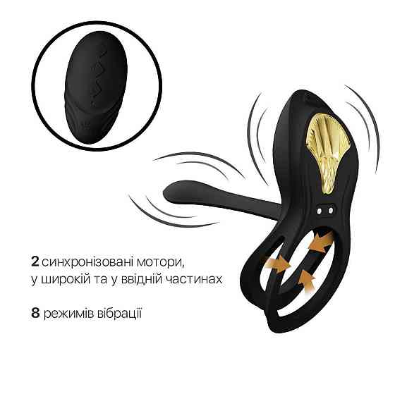 Смарт-эрекционное кольцо Zalo - BAYEK Obsidian Black, двойное с вводимой частью, пульт ДУ Sex Aura Киев