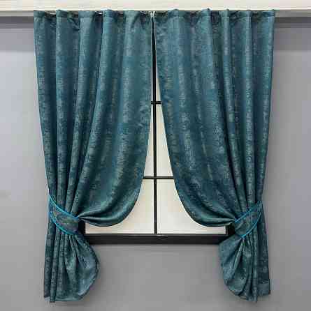 Комплект коротких штор VR-Textil Жаккард Sultan YL № 1546ш Лазурный 130х170 см 2 шт (35-0347) Киев