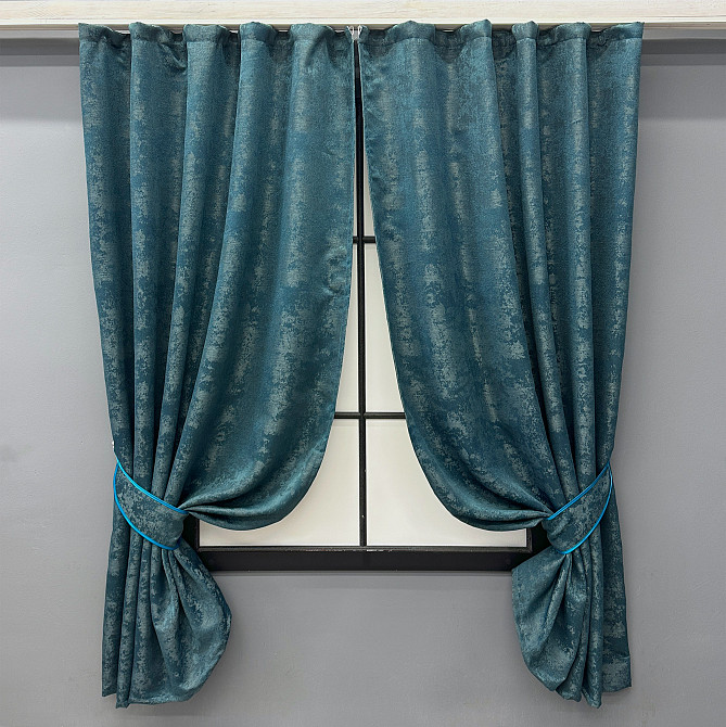 Комплект коротких штор VR-Textil Жакард Sultan YL № 1546ш Лазурний 130х170 см 2 шт (35-0347) Київ - фото 1
