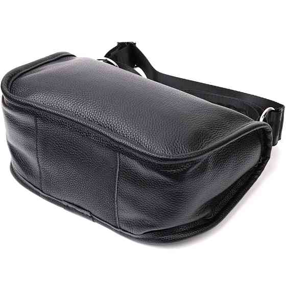 Жіноча сумка із заокругленими краями з натуральної шкіри Vintage 22253 Чорна Київ