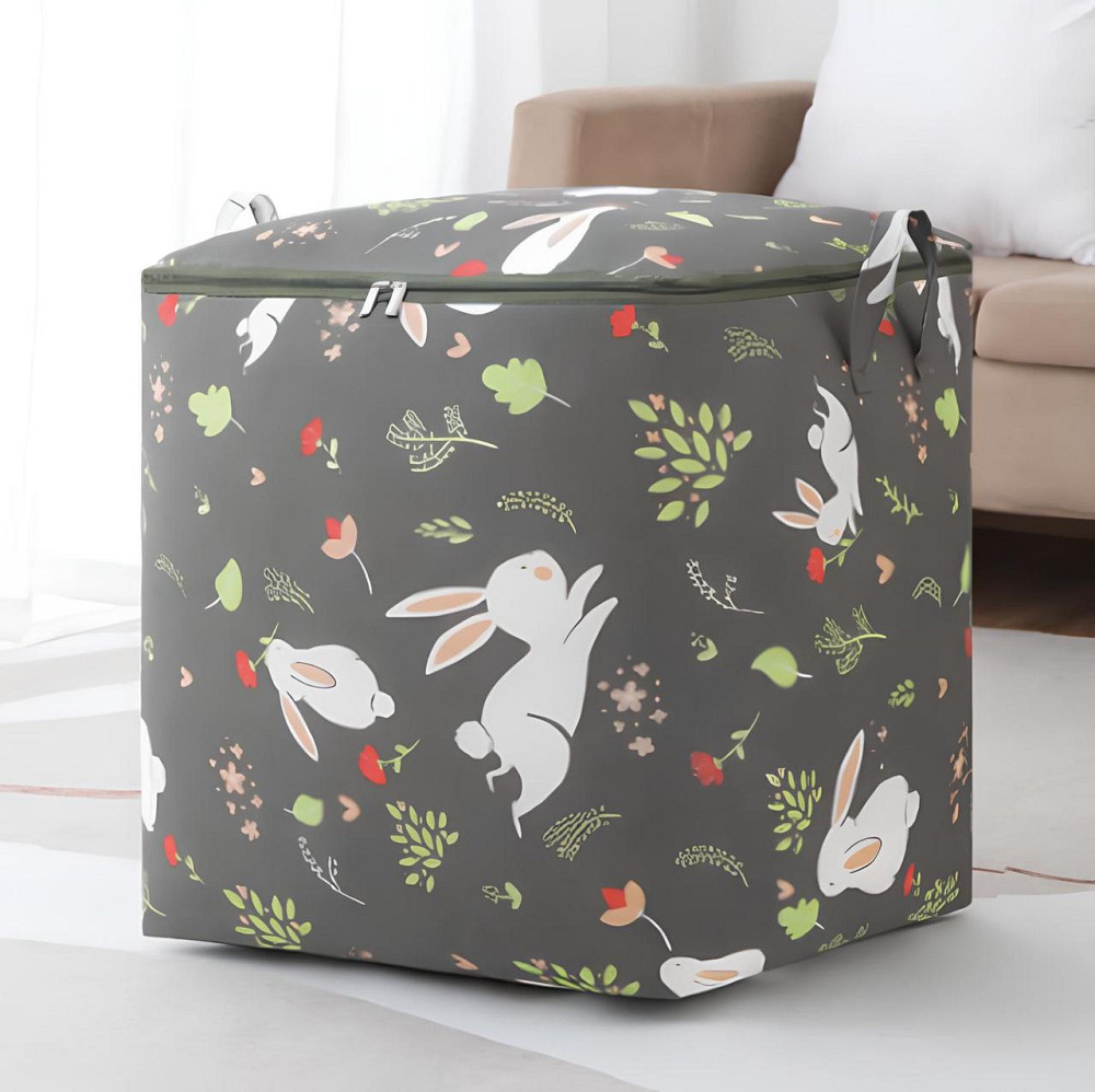 Мешок для белья в ванную комнату, спальню или детскую, корзина для вещей с принтом Зайки 50х47х36 Каменец-Подольский - изображение 1