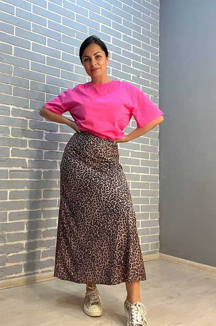 Юбка женская Katrin Family 5517 шелковая пояс резинка длинная леопардовый принт коричневая, коричневый, L Киев - изображение 8