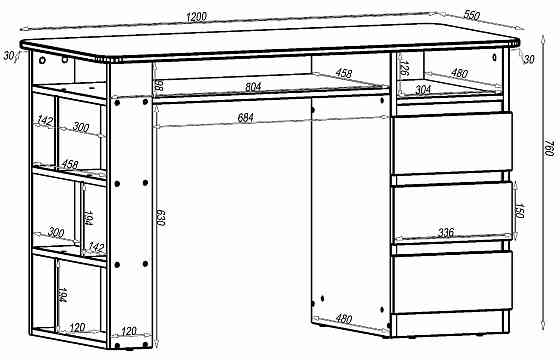 Стіл манікюрний СМ-2, Дуб Крафт Білий, 1200/550/760 Львів