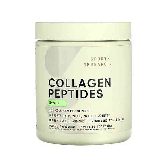 Пептиди колагену гідролізовані Sport Research Collagen Peptides Organic Matcha 288g зелений чай матча Київ
