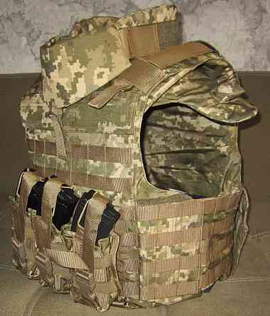 Тактический комплект защиты плитоноска + защита шеи + боковые плиты 0.6 кг Корсар Темп 3000 4 класс (Пиксель) Киев