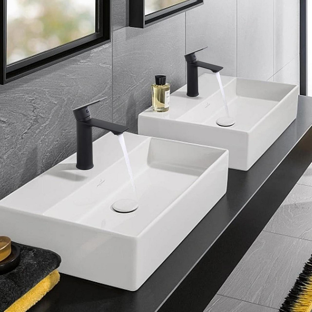 Змішувач для ванни HOMELODY E44022000 Чорний матовий одноважільний для раковини та ванни латунь регулювання потоку Київ - фото 2