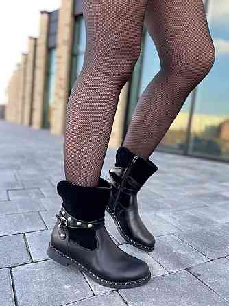 Черевики жіночі M.KRAFT чорні шкіра+замша натуральна высота 16 см обхват 13 см (2515/1) Коломия