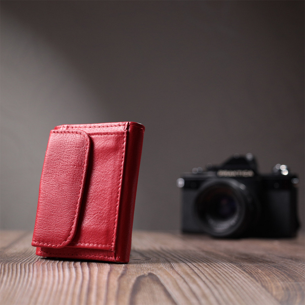 Маленький удобный кошелек с монетницей из натуральной кожи ST Leather 22741 Красный Киев - изображение 10