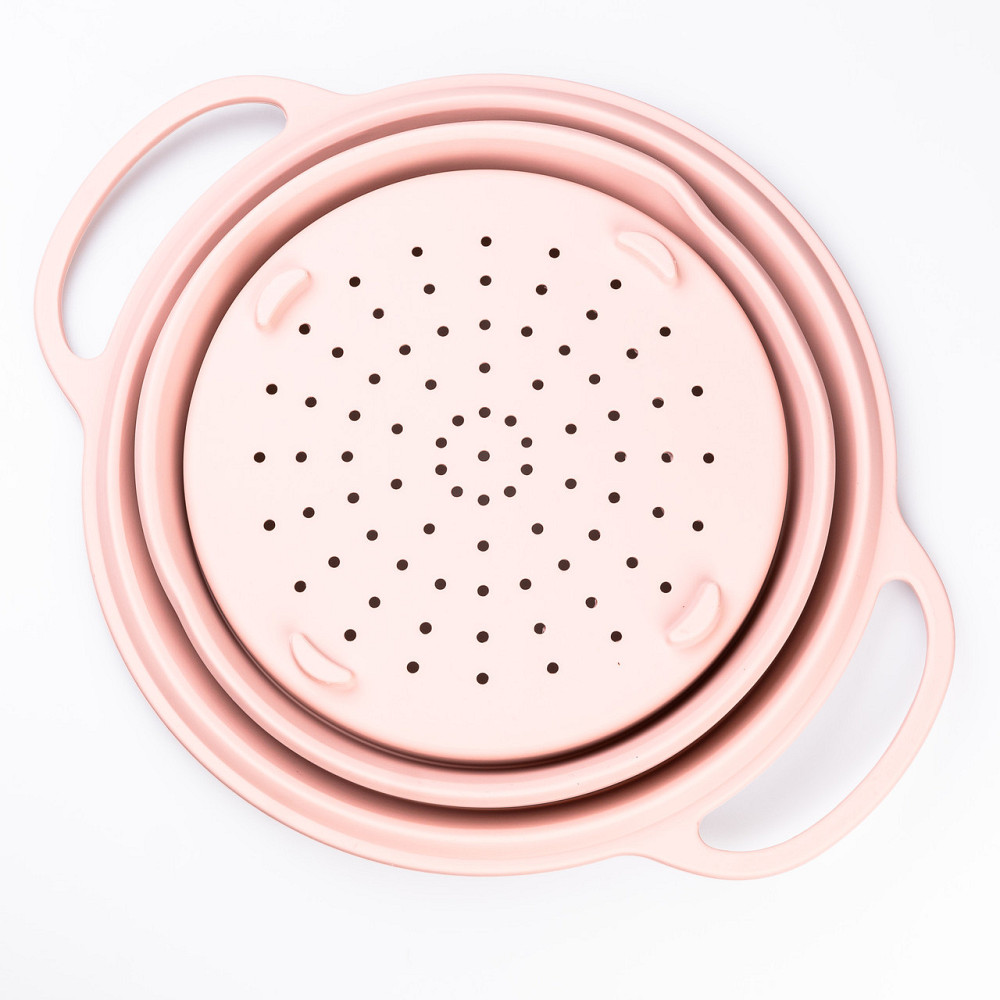 Дуршлаг силиконовый складной с ручками 2.6 л Розовый HP34544P Киев - изображение 1