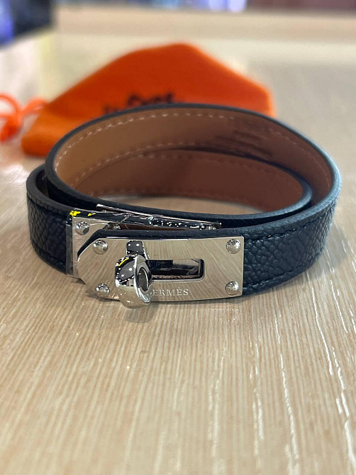 Браслет Hermes / Ермес шкіряний чорний браслет Одеса - фото 1