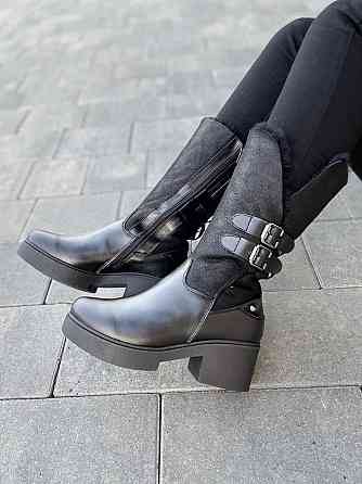Чоботи жіночі на підборах чорні зимові теплі, на хутрі 3217 з натуральної шкіри р. 37-39 2782 3 Коломия