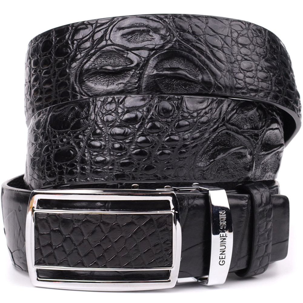Ремінь-автомат CROCODILE LEATHER 18239 з натуральної шкіри крокодила Чорний Київ - фото 8
