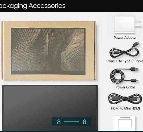 Монитор Портативный: 4K 3840*2160p UHD , ADS -IDS (100%DSI- P3) 14