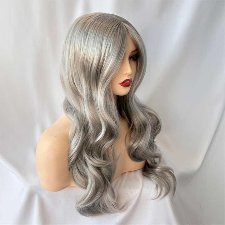 Перука сіра попеляста хвиляста без чубчика з проділом 60 см Вінниця - фото 3