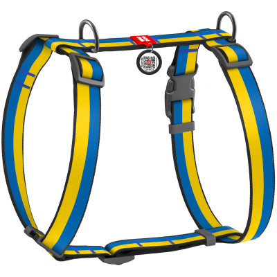 Шлея для собак WAUDOG Nylon з QR паспортом анатомічна H-подібна "Colors of freedom" S (5140-4020) Вінниця - фото 1