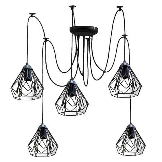 Подвесная люстра паук лофт 5 ламп Е27 черная Milan 538-5 Одесса