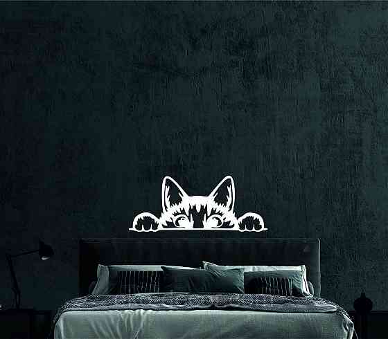 Декоративное настенное 3D Панно «Кот» Декор на стену с объемом (цена за 1 шт) 50*20 см, Белый Киев