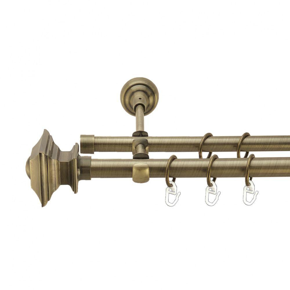 Карниз Orvit Борджеза металевий дворядний відкритий гладка труба кільце металеве Антик 19\16 мм 240 см Львов - изображение 1