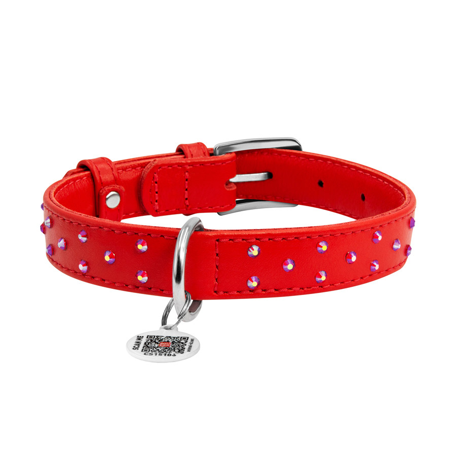 Нашийник для собак шкіряний WAUDOG Glamour з QR паспортом, з клейовими стразами, Ш 25 мм, Дов 3 Коломыя - изображение 3