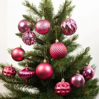 Ялинкова іграшка House Of Seasons Кульки і прикраси Пластик 60 шт D7 см D6 см Фуксія (8720967923786) Вінниця