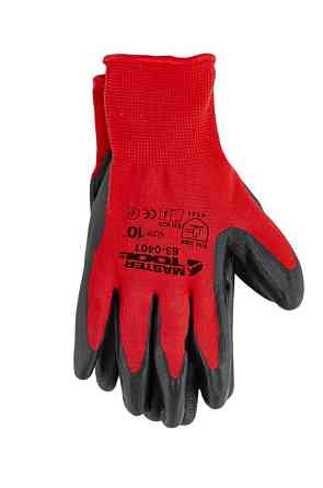 MASTERTOOL Рукавички трикотажні безшовні MASTERTOOL нітрилове покриття долоні 10" 4121X червоно Київ