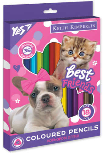 Олівці кольорові 18/36 кол. "Yes" Keith Kimberlin двосторонні тригранні, 290690, шт Київ - фото 1