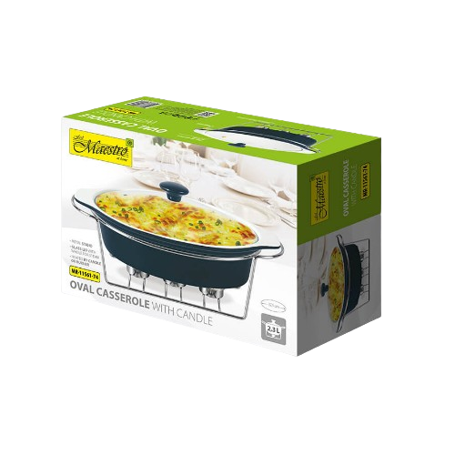 Марміт овальний 2,3л 37,5см кераміка скляна кришка + метал.підставка чорний MR-11561-74 Maestro Житомир - фото 2