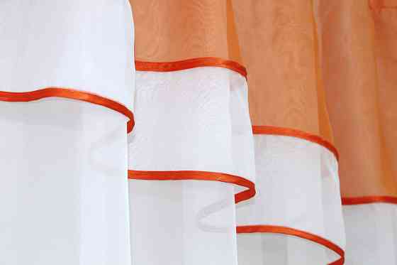 Кухонная гардина VR-Textil № 036к арка белый с оранжевым 280х170 см (52-0466) Киев