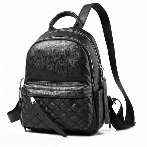 Жіночий міський шкіряний рюкзак Tiding Bag (30 х 23 х 12 см) наплічник із натуральної шкіри Чорний Київ