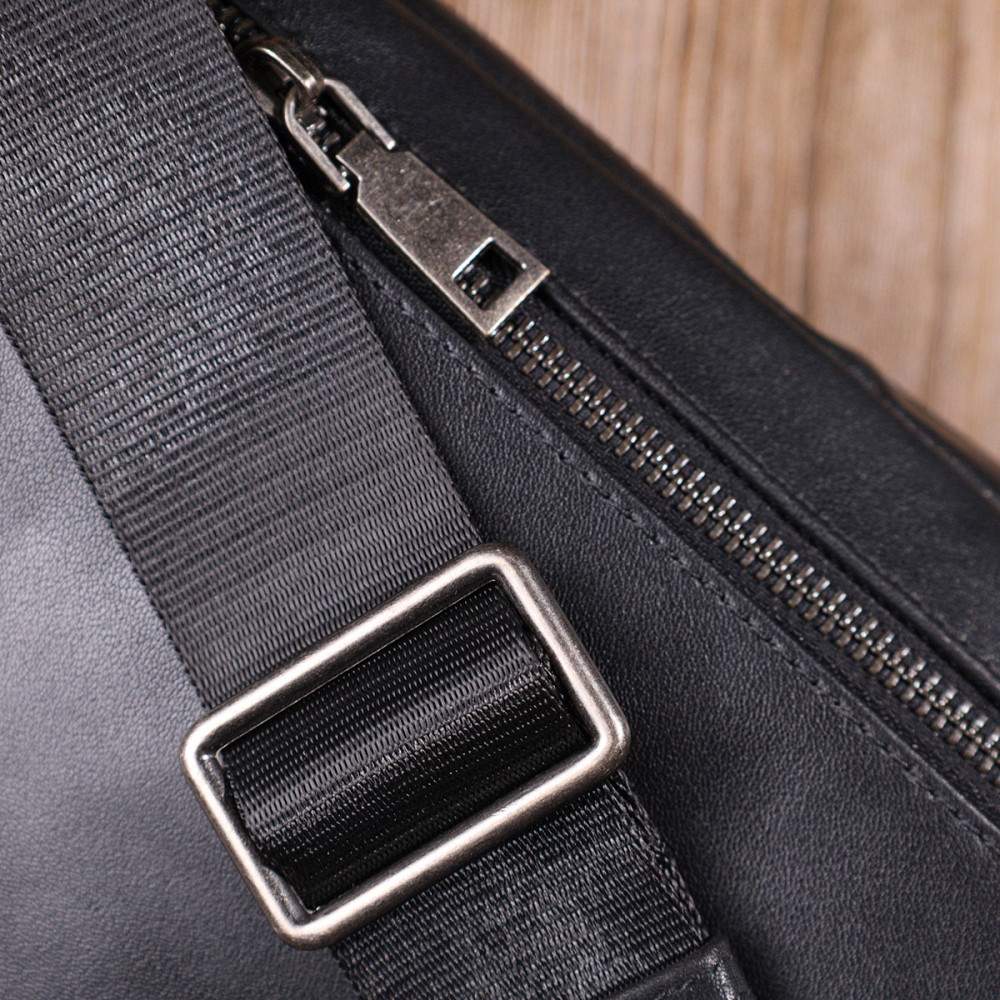 Уникальная мужская сумка через плечо из натуральной кожи SHVIGEL sale_15012 Черная Киев - изображение 8