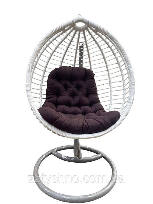 Кокон із ротанга з коричневою подушкою Київ - фото 1