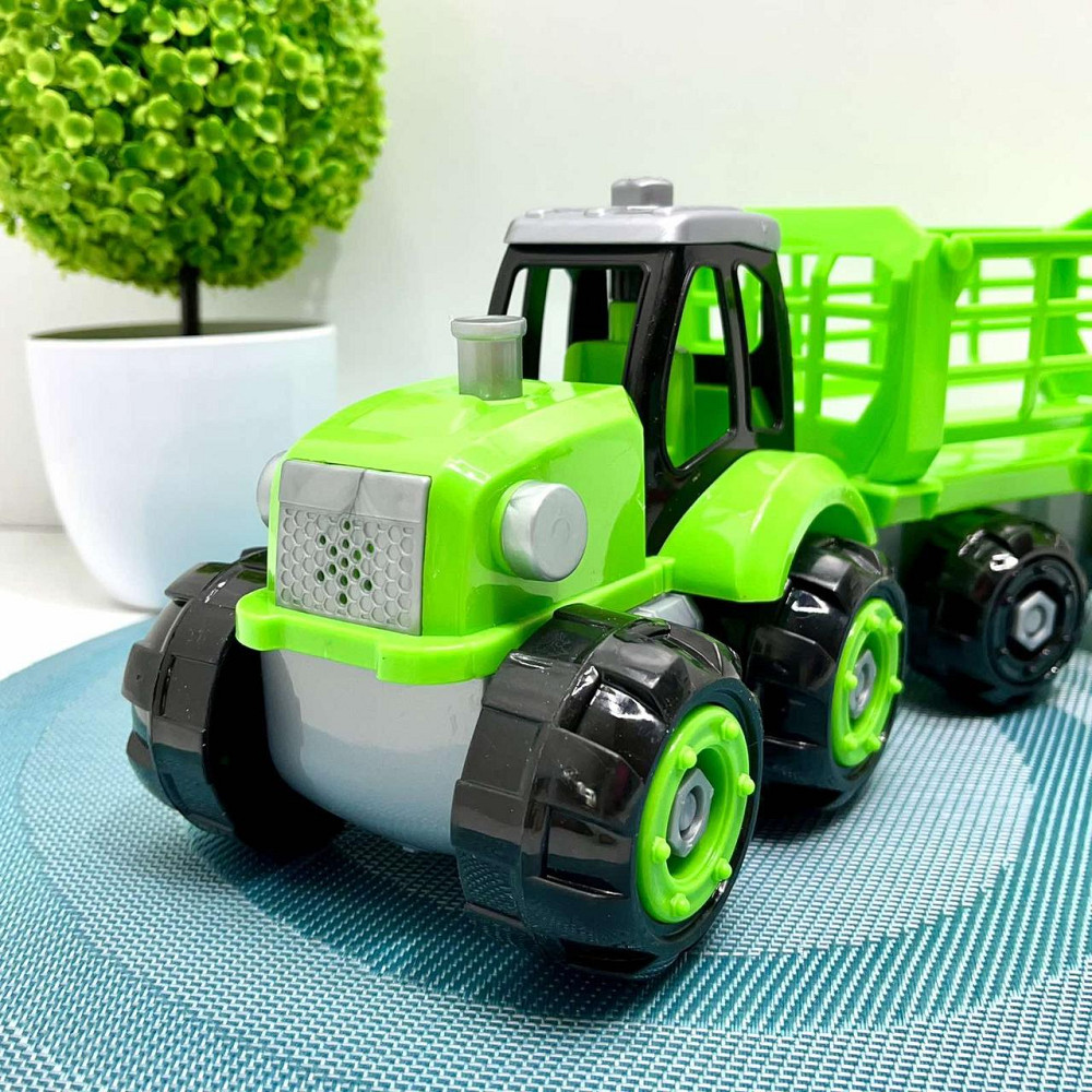 Трактор конструктор на шурупах із причепом 32 см Зелений (0488-801-2-3) Чернігів - фото 4