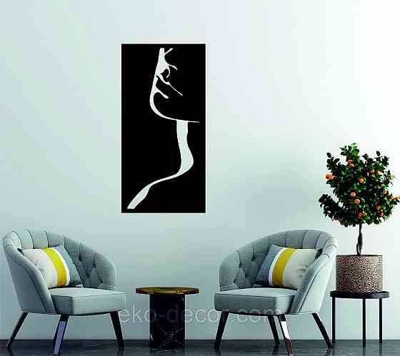 Декоративное настенное Панно «Силуэт женщины», Декор на стену 90*44 см, Черный Киев