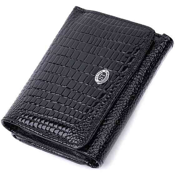 Жіночий стильний гаманець із фактурної натуральної шкіри ST Leather 22732 Чорний Київ