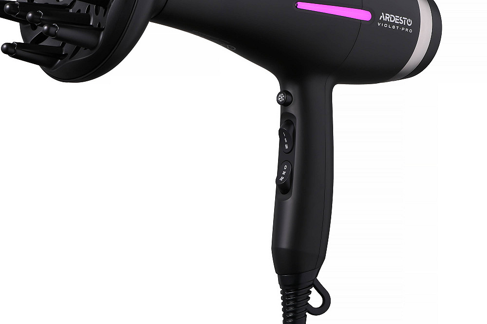 Фен ARDESTO Violet PRO HD-Y223PRO, 1850-2200Вт, 2 швидкості , 3 темп.режими, дифузор, чорний Київ - фото 11