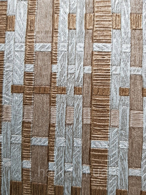 Обои виниловые на флизелине AdaWall Beta1.06х10 полосы под соломку коричневые серые золотистые 1105-5 Киев - изображение 3